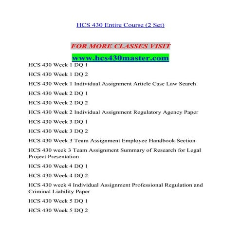 Hca 340 entire course | DOCX