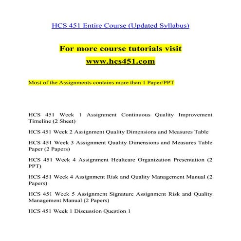 HCS 451 Redefined Education--hcs451.com