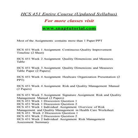 HCS 451 Wonderful Education--hcs451.com