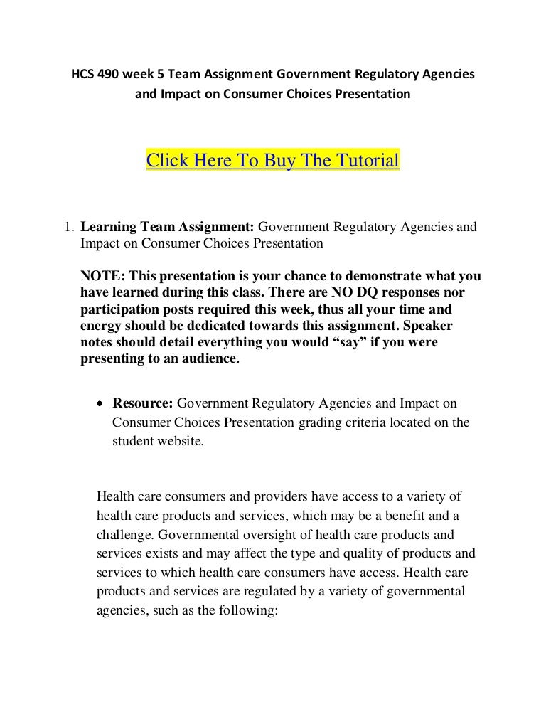 Hcs 490 learning team government regulatory agencies and impact on consumer choices presentation 03 picture