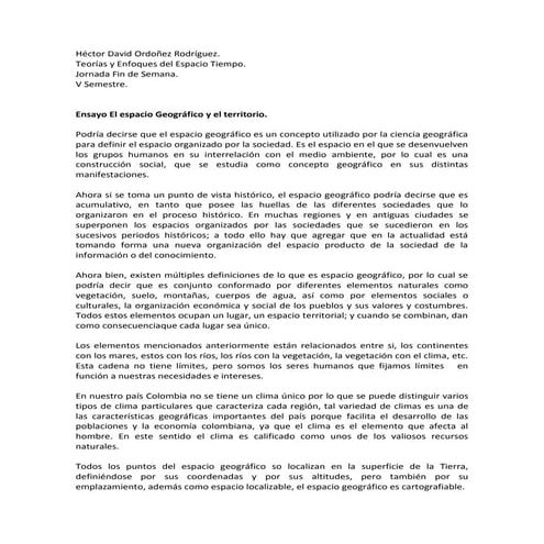 Héctor david ordoñez rodríguez ensayo teorias y enfoques del espacio tiempo.
