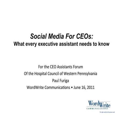 Social Media For CEOs: What every executive assistant needs to know