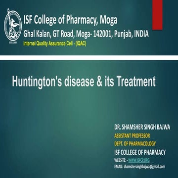 Huntington's disease & its Treatment