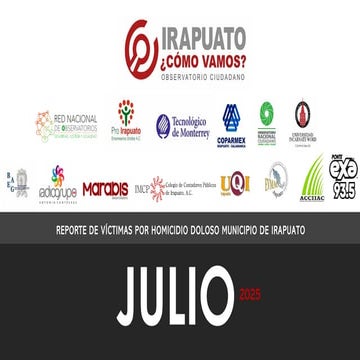 REPORTE DE VICTIMAS POR HOMICIDIO DOLOSO  IRAPUATO JULIO 2025