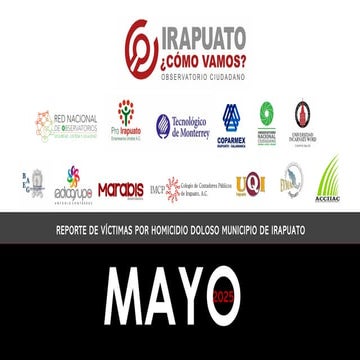 REPORTE DE VICTIMAS POR HOMICIDIO DOLOSO  IRAPUATO MAYO 2025