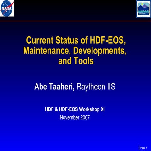 Hdf eos status-workshp_xi_nov_2007