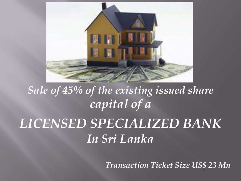 LICENSED SPECIALIZED BANK In Sri Lanka