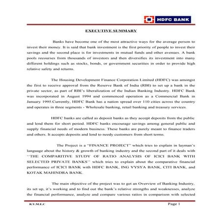  MBA HDFC bank Porject