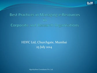 Best Practices in Managing e-resources