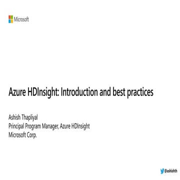 Introduction and HDInsight best practices