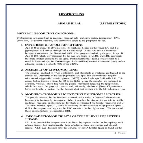 Lipoproteins and their metabolism