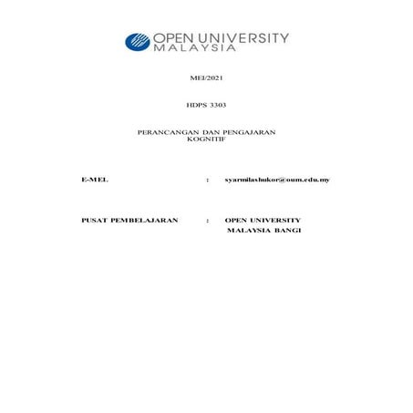 Hdps3303 Perancangan dan Pengajaran Kognitif
