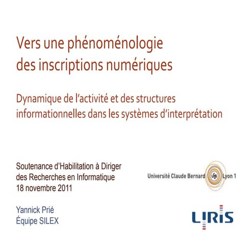 Vers une phénoménologie des inscriptions numériques. Dynamique de l’activité ...