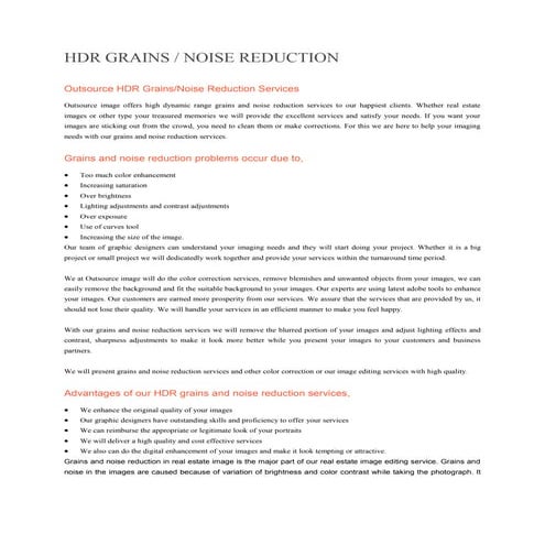 Hdr grains & noise reduction