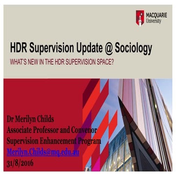 HDR Supervision Update @ Sociology 2016