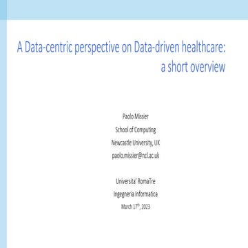 A Data-centric perspective on Data-driven healthcare: a short overview