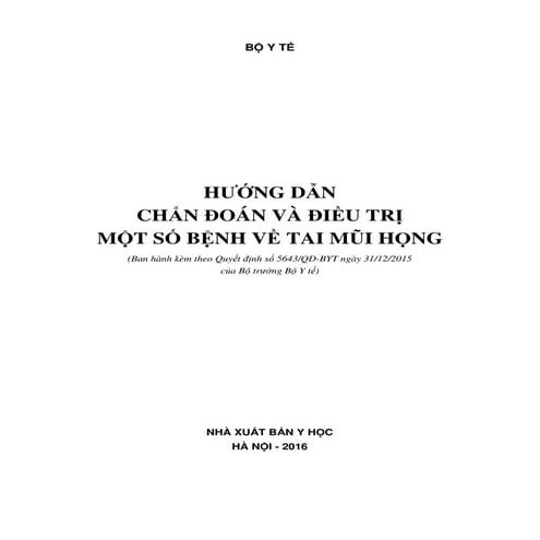Hướng dẫn chẩn đoán và điều trị một số bệnh về tai mũi họng