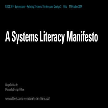 A Systems Literacy Manifesto / Hugh Dubberly 