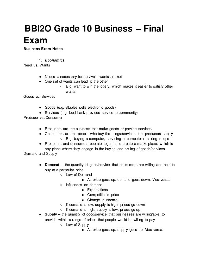 Bbi2 o grade 10 business final exam