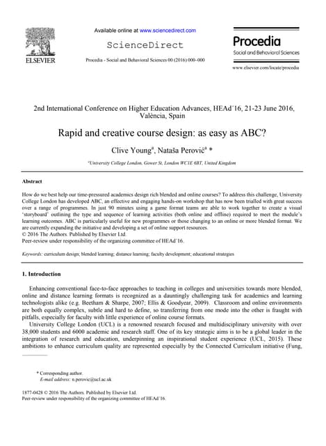 Rapid and creative course design: as easy as ABC?