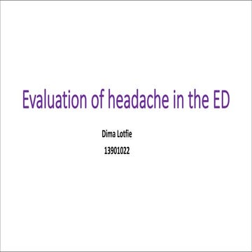 Headache (Evaluation in the ER)
