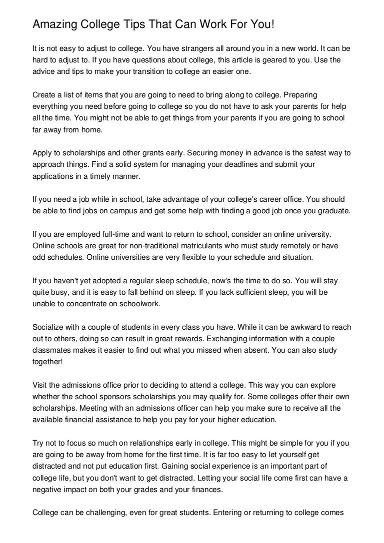 Amazing College Tips That Can Work For You!