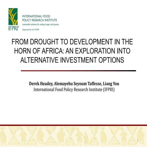 From Drought to Development in the horn of Africa: An exploration into altern...