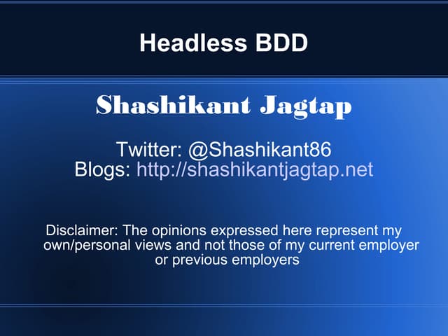 Headless BDD