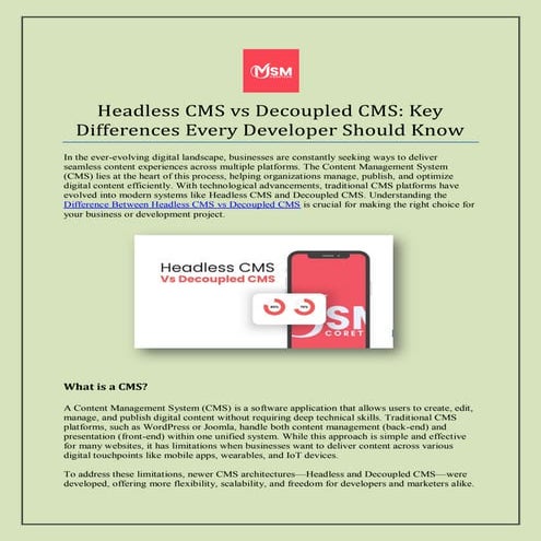 Headless CMS vs Decoupled CMS: Key Differences Every Developer Should Know