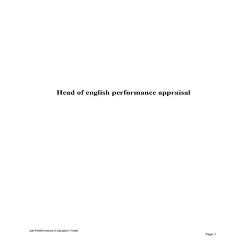 Head of english performance appraisal