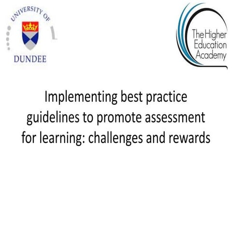 Review of Assessment and Feedback Literature for HEA sponsored seminar
