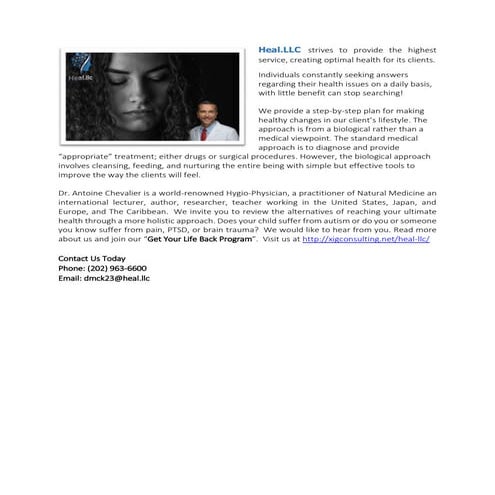 “Get Your Life Back”.   With Dr. Antoine Chevalier