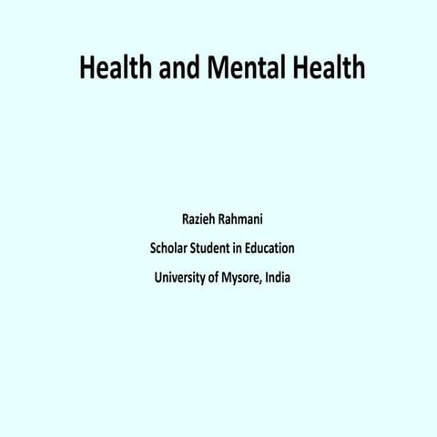 Health and mental health