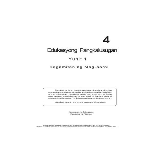 K TO 12 GRADE 4 LEARNER’S MATERIAL IN HEALTH (Q1-Q4)