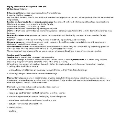Intentional Injuries (Health Quarter 4) MAPEH 9 | PPTX