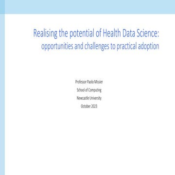 Realising the potential of Health Data Science:opportunities and challenges ...