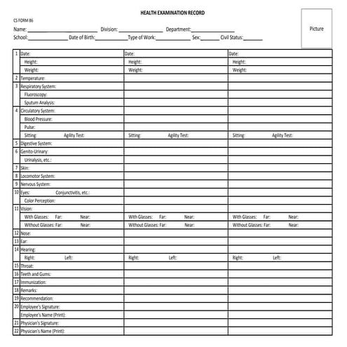 HEALTH-EXAMINATION-RECORD-new dtrhajpsdj | PDF