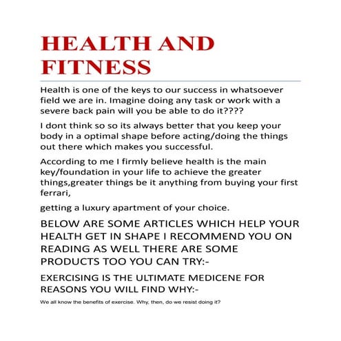 Health and fitness