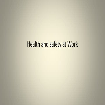 Health and safety at work