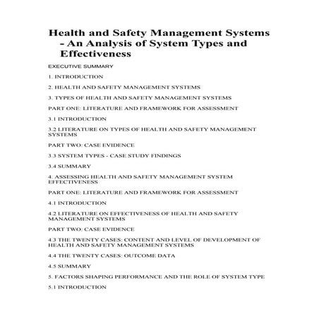 Health and safety management systems