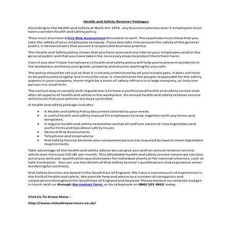 Health and safety retainer packages | DOCX