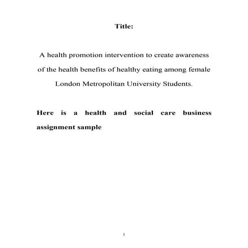 Health and Social Care Business Assignment sample