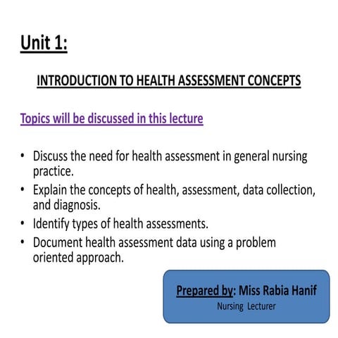 Introduction to Health assessment 