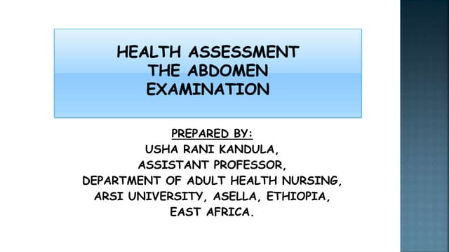 Health assessment on the abdomen examination