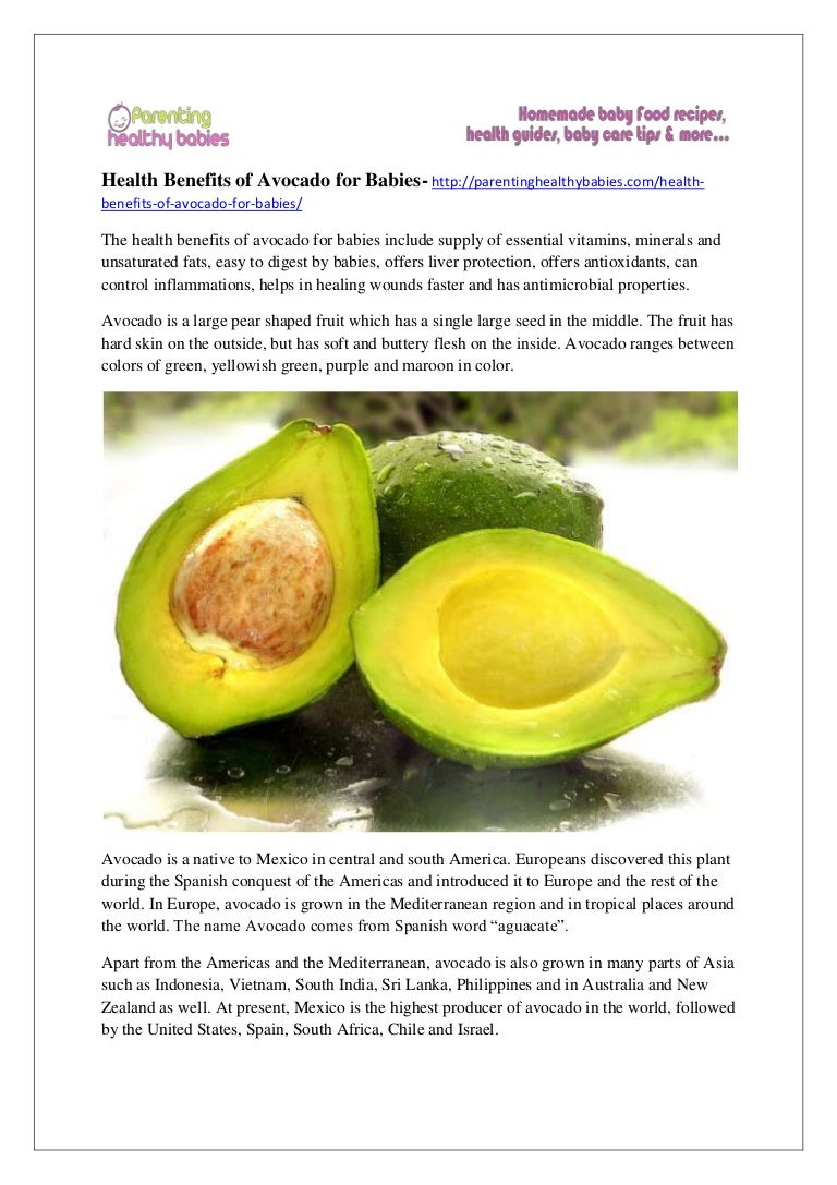 Health benefits of Avocado for babies