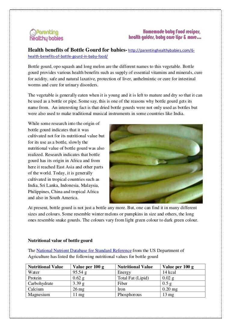 Health benefits of Bottle gourd for babies