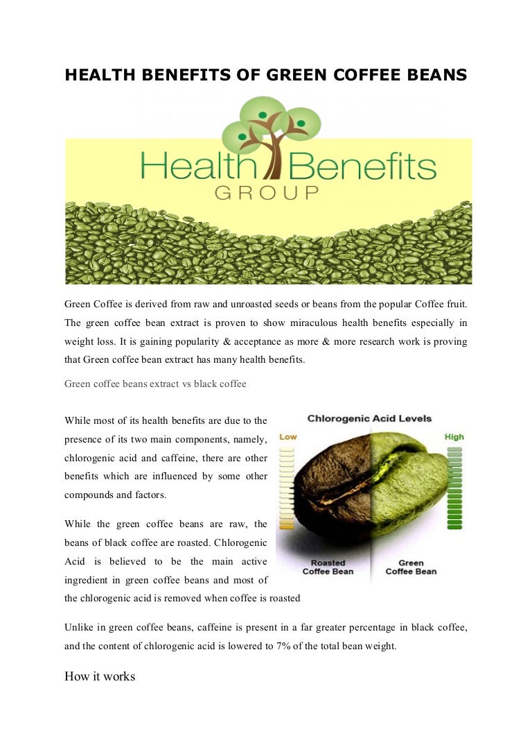 Health benefits of green coffee beans