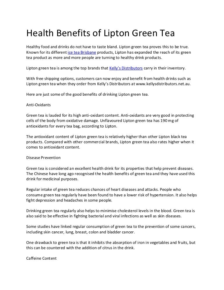 Health benefits of lipton green tea