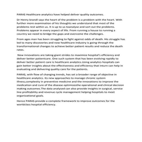 Healthcare analytics