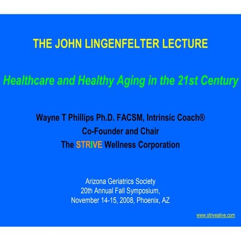 Healthcare And Healthy Aging In The 21st Century | PDF